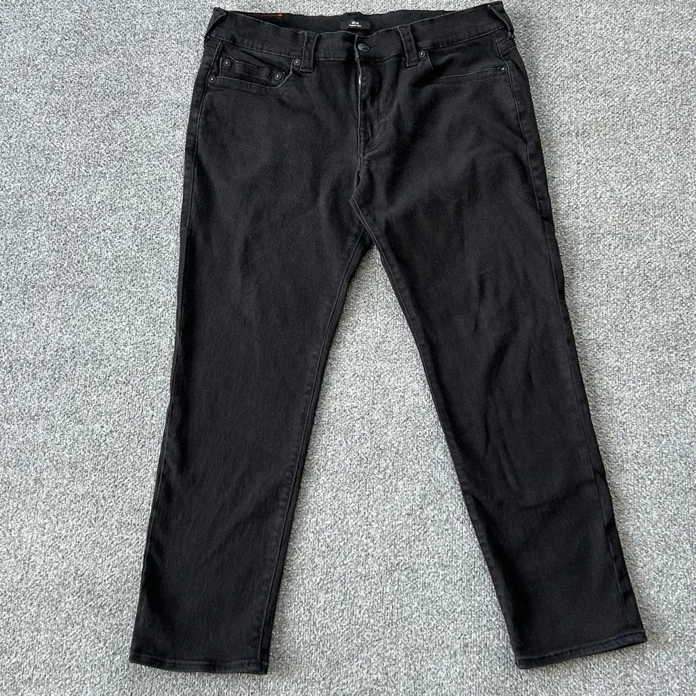 True Religion Geno Jeans Mens 36x30 Black Relaxed Slim Stretch Denim Horseshoe‎